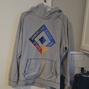 American Eagle Outfitters Gray Hoodie with Multicolor Logo